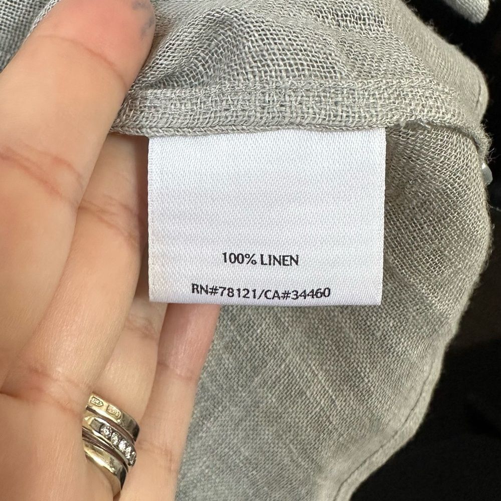 Eileen Fisher Irish Linen Abolone  Tie Sheer Light Blue, Size XS - Picture 7 of 10